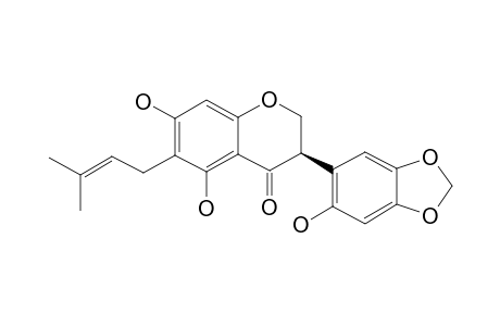 FLAVESCENONE-A;(3R)-5,7,2'-TRIHYDROXY-6-GAMMA,GAMMA-DIMETHYLALLYL-4',5'-METHYLENEDIOXY-ISOFLAVANONE