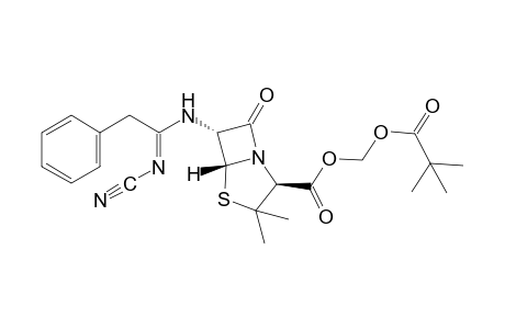 6-[(N-cyano-2-phenylacetimidoyl)amino]-3,3-dimethyl-7-oxo-4-thia-1-azabicyclo[3,2,0]heptane-2-carboxylic acid, hydroxymethyl ester,pivalate(ester)