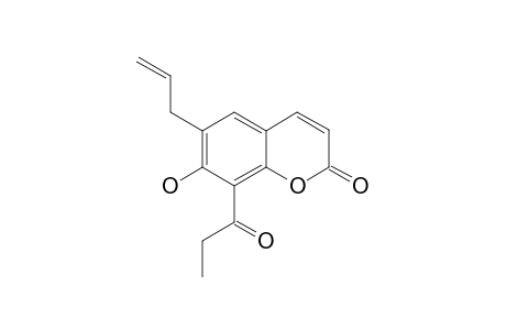 2-Oxo-7-hydroxy-6-allyl-8-propanoylcoumarin