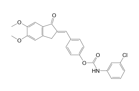 (E)-4-[(5,6-Dimethoxy-1-oxo-1,3-dihydro-2H-inden-2-ylidene)methyl]phenyl (3-chlorophenyl) carbamate