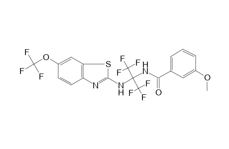 3-Methoxy-N-[2,2,2-trifluoro-1-[[6-(trifluoromethoxy)-1,3-benzothiazol-2-yl]amino]-1-(trifluoromethyl)ethyl]benzamide