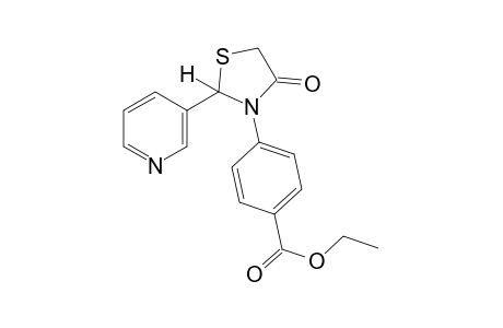 p-[4-oxo-2-(3-pyridyl)-3-thiazolidinyl]benzoic acid, ethyl ester