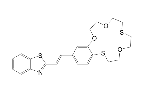 1-(2'-Benzothiazolyl)ethenyl-1,4,10-trioxa-7,13-diazabenzo[3,4-b][15-crown-5]