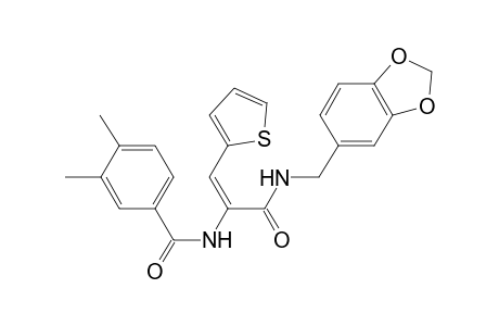 3,4-Dimethyl-N-[(E)-1-(piperonylcarbamoyl)-2-(2-thienyl)vinyl]benzamide
