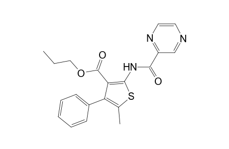 Propyl 5-methyl-4-phenyl-2-[(2-pyrazinylcarbonyl)amino]-3-thiophenecarboxylate