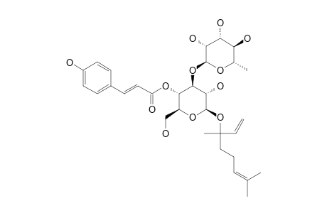 LIPEDOSIDE-B-III;(3R/S)-LINALOYL-(3-O-ALPHA-L-RHAMNOPYRANOSYL)-(4-O-TRANS-PARA-COUMAROYL)-BETA-D-GLUCOPYRANOSIDE