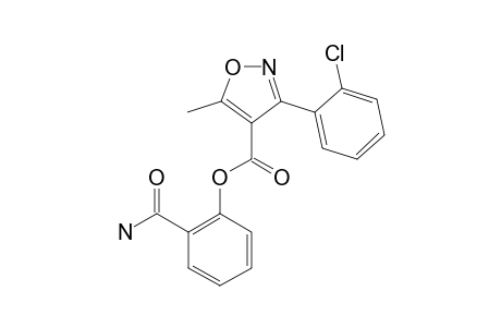 3-(o-chlorophenyl)-5-methyl-4-isoxazolecarboxylic acid, o-carbamoylphenyl ester