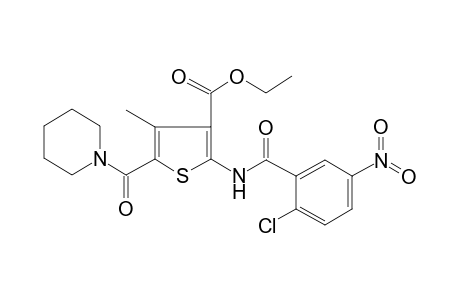 2-[[(2-chloro-5-nitrophenyl)-oxomethyl]amino]-4-methyl-5-[oxo(1-piperidinyl)methyl]-3-thiophenecarboxylic acid ethyl ester