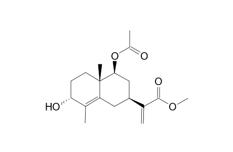 3-.alpha.Hydroxy-9b-acetoxyeudesm-4,11(13)-dien-12-oic acid methyl ester