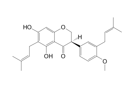 VOGELIN-D;(3R)-5,7-DIHYDROXY-4'-METHOXY-6,3'-DI-(3-METHYLBUT-2-ENYL)-ISOFLAVANONE