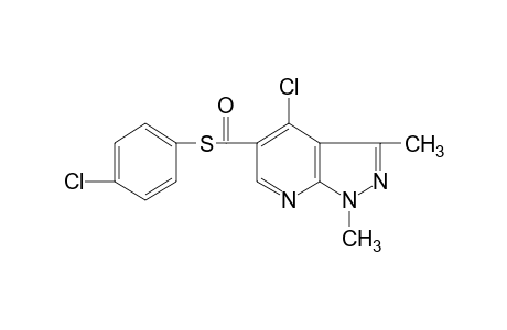 4-chloro-1,3-dimethyl-1H-pyrazolo[3,4-b]pyridine-5-carbothioic acid, S-(p-chlorophenyl)ester