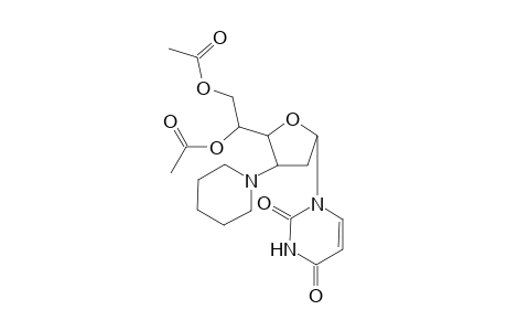 1-(5,6-di-o-Acetyl-2,3-dideoxy-3-piperidino-.alpha.,D-ribo-hexofuranosyl)uracil