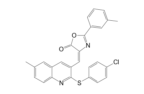 5(4H)-Oxazolone, 4-[[2-[(4-chlorophenyl)thio]-6-methyl-3-quinolinyl]methylidene]-2-(3-methylphenyl)-