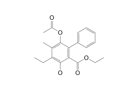 Ethyl 5-acetoxy-2-hydroxy-3-ethyl-4-methyl-6-phenylbenzoate