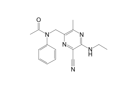 2-ETHYLAMINO-6-METHYL-5-(N-ACETYLANILINO)-METHYLPYRAZINE-3-CARBONITRILE