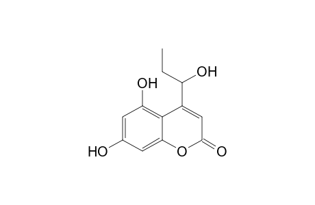 2H-1-Benzopyran-2-one, 5,7-dihydroxy-4-(1-hydroxypropyl)-