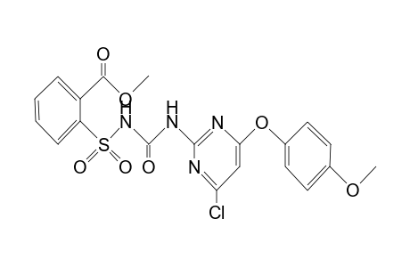 Benzoic acid, 2-[[[[[4-chloro-6-(4-methoxyphenoxy)-2-pyrimidinyl]amino]carbonyl]amino]sulfonyl]-, methyl ester