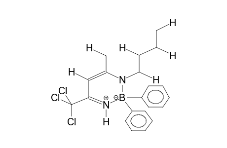 1-butyl-6-methyl-2,2-diphenyl-4-(trichloromethyl)-2,3-dihydro-1,3,2-diazaborinin-1-ium-2-uide