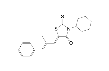 (5Z)-3-cyclohexyl-5-[(2E)-2-methyl-3-phenyl-2-propenylidene]-2-thioxo-1,3-thiazolidin-4-one