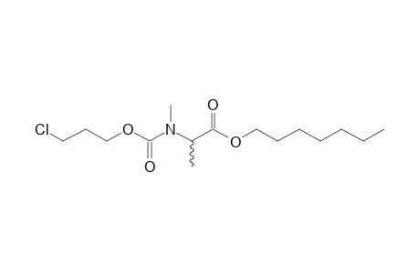 dl-Alanine, N-methyl-N-(3-chloropropoxycarbonyl)-, heptyl ester