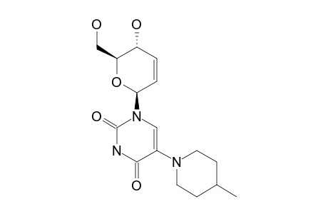 1-(2',3'-DIDEOXY-beta-D-ERYTHRO-HEX-2-ENOPYRANOSYL)-5-(4-METHYLPIPERIDYL)-URACIL