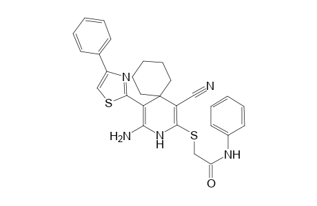 2-{[4-amino-1-cyano-5-(4-phenyl-1,3-thiazol-2-yl)-3-azaspiro[5.5]undeca-1,4-dien-2-yl]sulfanyl}-N-phenylacetamide