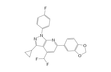 1H-pyrazolo[3,4-b]pyridine, 6-(1,3-benzodioxol-5-yl)-3-cyclopropyl-4-(difluoromethyl)-1-(4-fluorophenyl)-