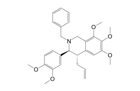 (+)-(3S,4S)-N-benzyl-3-(3,4-dimethoxyphenyl)-6,7,8-trimethoxy-4-(2-propenyl)-1,2,3,4-tetrahydroisoquinoline