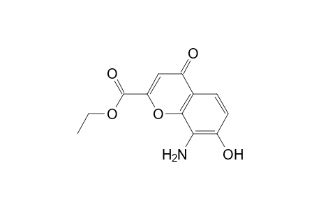 4H-1-Benzopyran-2-carboxylic acid, 8-amino-7-hydroxy-4-oxo-, ethyl ester