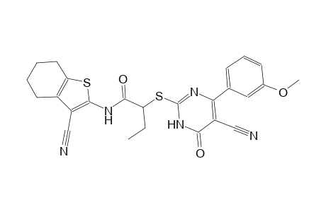 2-{[5-cyano-4-(3-methoxyphenyl)-6-oxo-1,6-dihydro-2-pyrimidinyl]sulfanyl}-N-(3-cyano-4,5,6,7-tetrahydro-1-benzothien-2-yl)butanamide