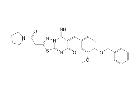 (6Z)-5-imino-6-[3-methoxy-4-(1-phenylethoxy)benzylidene]-2-[2-oxo-2-(1-pyrrolidinyl)ethyl]-5,6-dihydro-7H-[1,3,4]thiadiazolo[3,2-a]pyrimidin-7-one