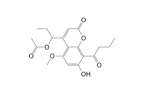 2H-1-Benzopyran-2-one, 4-[1-(acetyloxy)propyl]-7-hydroxy-5-methoxy-8-(1-oxobutyl)-