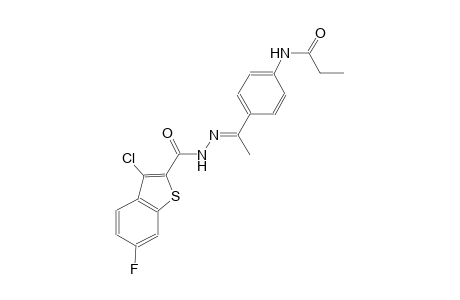 N-(4-{(1E)-N-[(3-chloro-6-fluoro-1-benzothien-2-yl)carbonyl]ethanehydrazonoyl}phenyl)propanamide