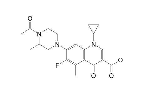 1-Cyclopropyl-7-(4-ethanoyl-3-methyl-piperazin-1-yl)-6-fluoranyl-5-methyl-4-oxidanylidene-quinoline-3-carboxylic acid