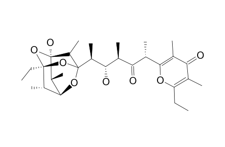 11;CALOUNDRIN-B;(1''R,2R,3''R,4R,5S,5''R,6S,7''R,8''S,9''S,10''R)-2-(6'-ETHYL-3',5'-DIMETHYL-4'-OXOPYRAN-2'-YL)-6-(5''-ETHYL-7''-HYDROXY-8'',9'',10''-TRIMETHYL-2'',4'',6''-TR