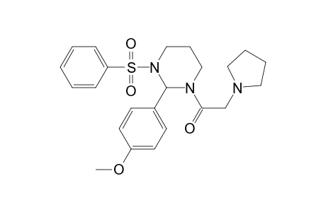 1-[3-(benzenesulfonyl)-2-(4-methoxyphenyl)-1,3-diazinan-1-yl]-2-(pyrrolidin-1-yl)ethan-1-one