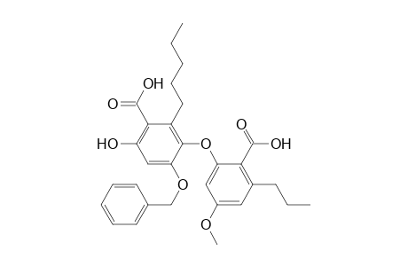 Benzoic acid, 3-(2-carboxy-5-methoxy-3-propylphenoxy)-6-hydroxy-2-pentyl-4-(phenylmethoxy)-