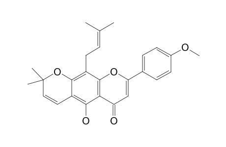 4H,8H-Benzo[1,2-b:5,4-b']dipyran-4-one, 5-hydroxy-2-(4-methoxyphenyl)-8,8-dimethyl-10-(3-methyl-2-butenyl)-