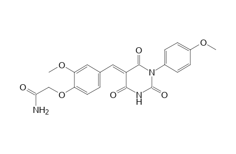 2-{2-methoxy-4-[(E)-(1-(4-methoxyphenyl)-2,4,6-trioxotetrahydro-5(2H)-pyrimidinylidene)methyl]phenoxy}acetamide