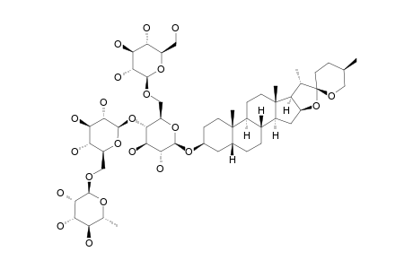 #1;RACEMOSIDE-A;(25-S)-5-BETA-SPIROSTAN-3-BETA-OL-3-O-[BETA-D-GLUCOPYRANOSYL-(1->6)-[ALPHA-L-RHAMNOPYRANOSYL-(1->6)-BETA-D-GLUCOPYRANOSYL-(1->4)]-BETA-D-GLUCOP