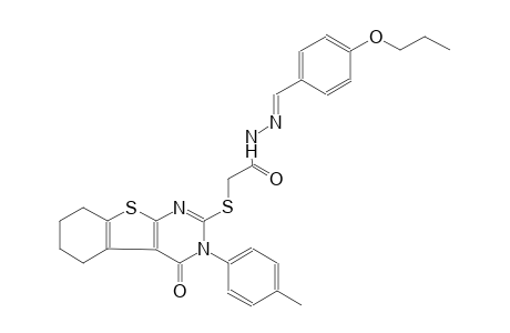 2-{[3-(4-methylphenyl)-4-oxo-3,4,5,6,7,8-hexahydro[1]benzothieno[2,3-d]pyrimidin-2-yl]sulfanyl}-N'-[(E)-(4-propoxyphenyl)methylidene]acetohydrazide