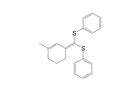 3-[bis(phenylthio)methylene]-1-methyl-1-cyclohexene