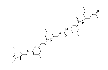 (-)-[1-(HYDROXYMETHYL)-3-METHYLBUTYL]CARBAMIC ACID, PENTAMOLECULAR ESTER, METHYL ESTER, ACETATE (ESTER)