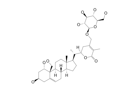 WITHALONGOLIDE_J;28-O-BETA-D-GLUCOPYRANOSYL-1-ALPHA,3-BETA,19-TRIHYDROXYWITHA-5,24-DIENOLIDE