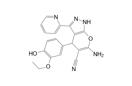 6-Amino-4-(3-ethoxy-4-hydroxy-phenyl)-3-(2-pyridyl)-2,4-dihydropyrano[2,3-c]pyrazole-5-carbonitrile