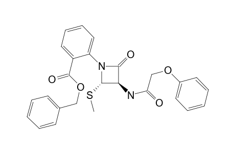 Benzoic acid, 2-[2-(methylthio)-4-oxo-3-[(phenoxyacetyl)amino]-1-azetidinyl]-, phenylmethyl ester, trans-