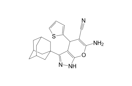 3-Adamantan-1-yl-6-amino-4-thiophen-2-yl-1,4-dihydro-pyrano[2,3-c]pyrazole-5-carbonitrile