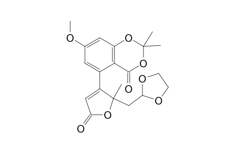 Rac-5-{2-[(1,3-Dioxolan-2-yl)methyl]-2-methyl-5-oxo-2,5-dihydrofuran-3-yl}-7-methoxy-2,2-dimethyl-4H-benzo[d][1,3]dioxin-4-one