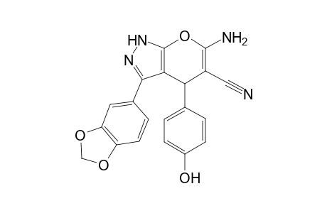 Pyrano[2,3-C]pyrazole-5-carbonitrile, 6-amino-3-(1,3-benzodioxol-5-yl)-1,4-dihydro-4-(4-hydroxyphenyl)-