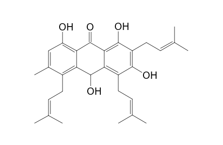 Kenganthranol_B;(+)-1,3,8,10-tetrahydroxy-6-methyl-2,4,5-tris-(3,3-dimethylallyl)-anthrone